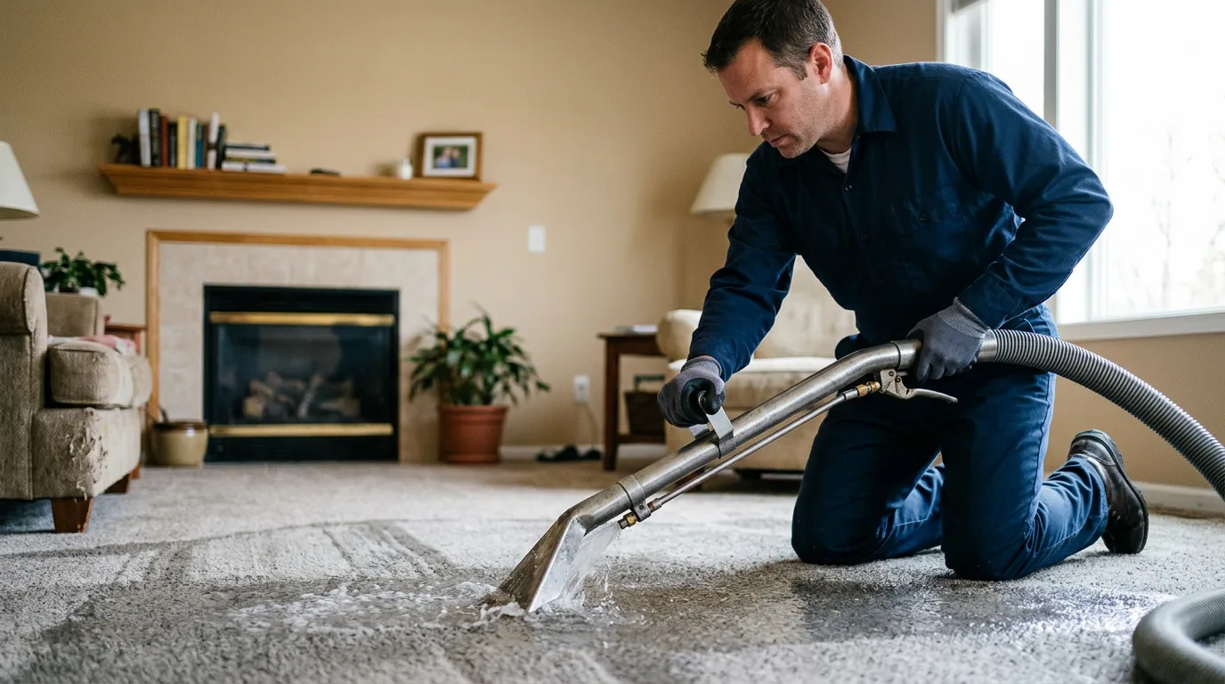 Water damage restoration technician working near Union City, IN